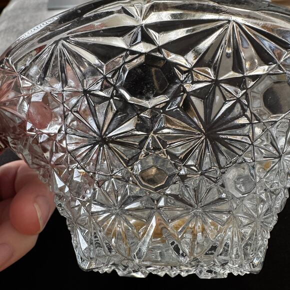 VTG Queen Anne Cut Glass Starburst Silver Plate Spoon Holder Relish Dish 3pcs - Picture 6 of 15